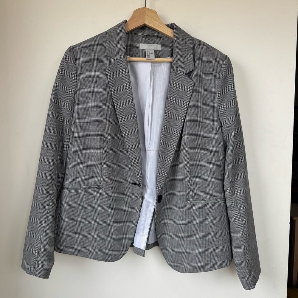 H&M Black and White Checkered Blazer